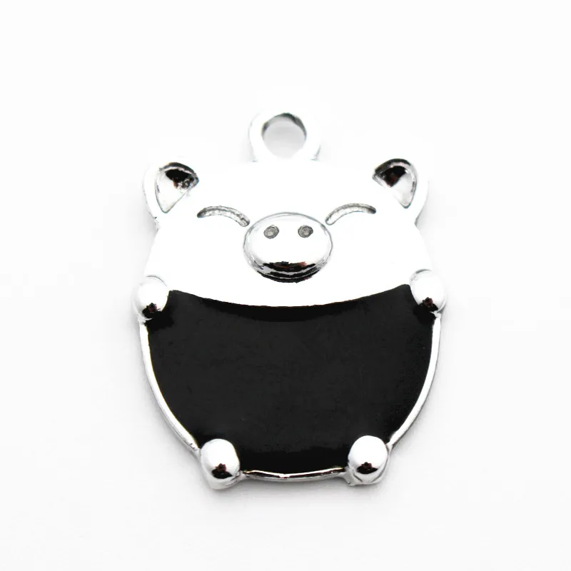 Новое поступление 20 шт./лот эмаль серебро красный милые свинки подвески подходят