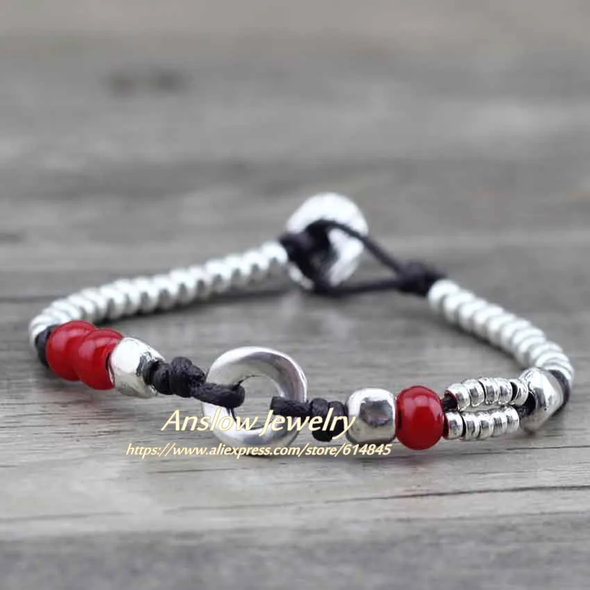 Anslow Bijoux, модные ювелирные изделия, Новое поступление, стеклянные бусы из цинкового сплава, веревка ручной работы, кожаный браслет LOW0460LB