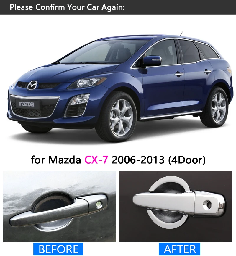 Набор хромированных накладок на ручки для Mazda моделей CX7 CX 7 2006 2007 2008 2009 2010 2011 2012 2013