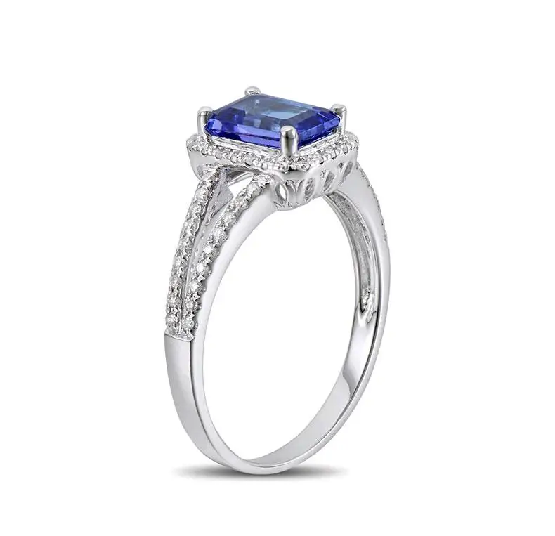 0.7 carat 925 sterling silver diamant ring sapphire tanzanite wedding engagement jewelry US size from 4.5 to 9 (LA) | Украшения и