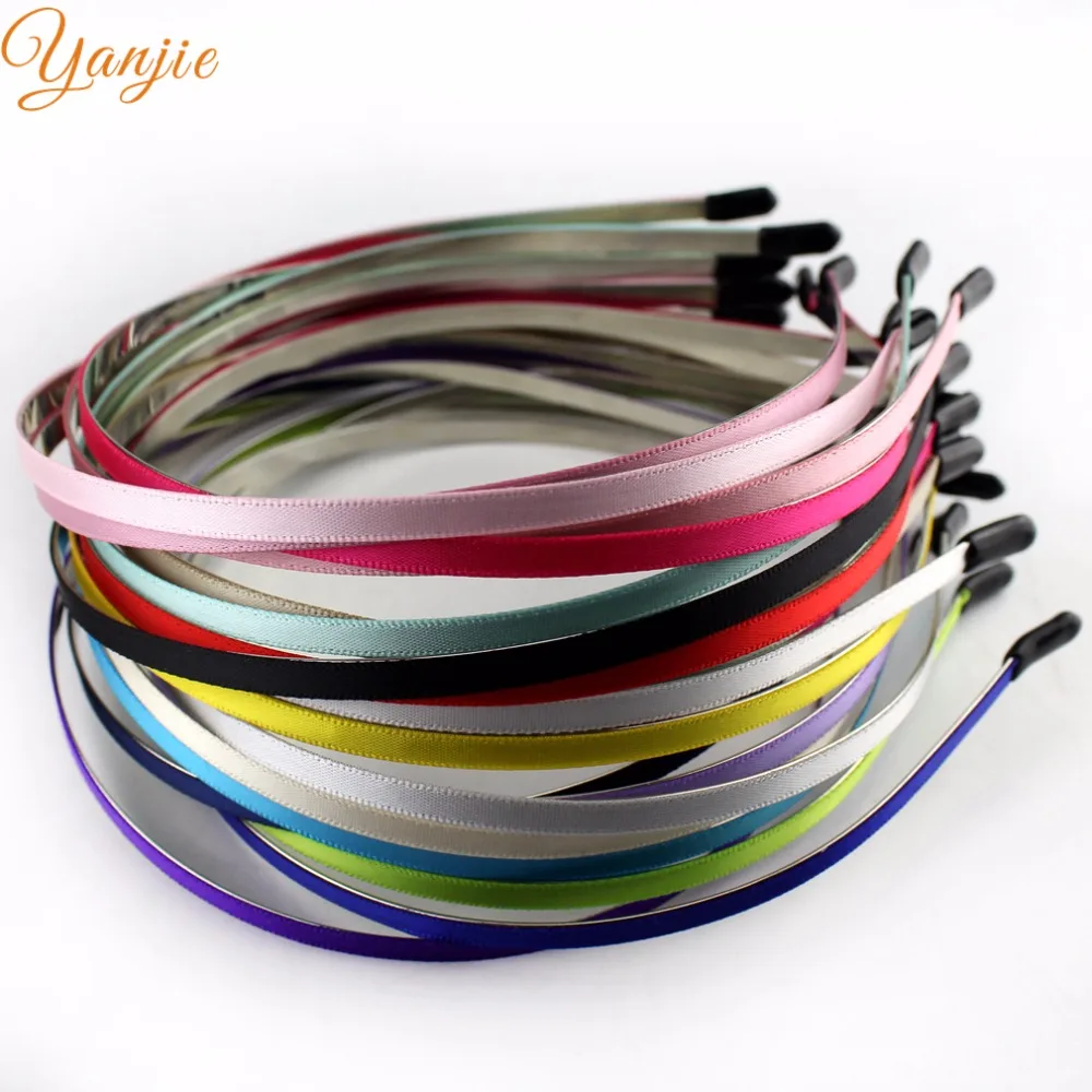 20 шт./лот повязка на голову 5 мм детская цветная лента покрытая твердой