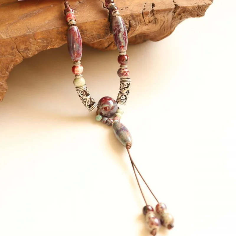 Винтажные квадратные керамические бусы подвески ювелирные изделия для женщин