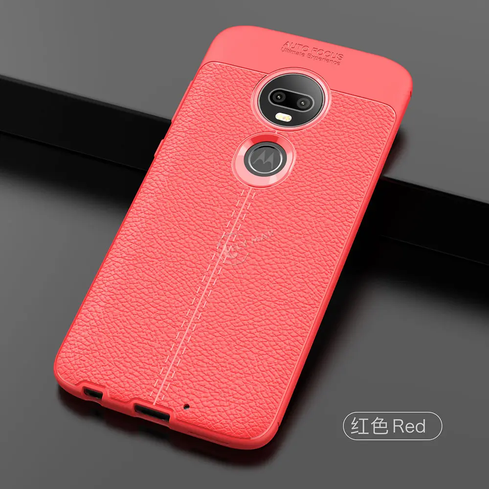 Soft Cover for Motorola Moto G7 Litchi Leather Grained Silicon TPU Phone Case 7G MotoG7 Bumper Back |