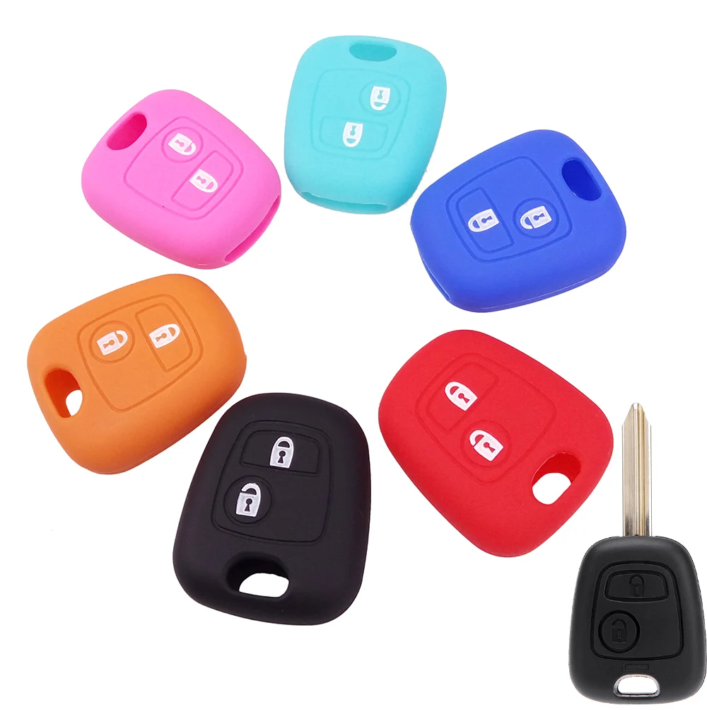 2 кнопки силиконовый чехол для ключей подходит Citroen C1 C2 C3 C4 Xsara Picasso Peugeot 106 107 206 207 307