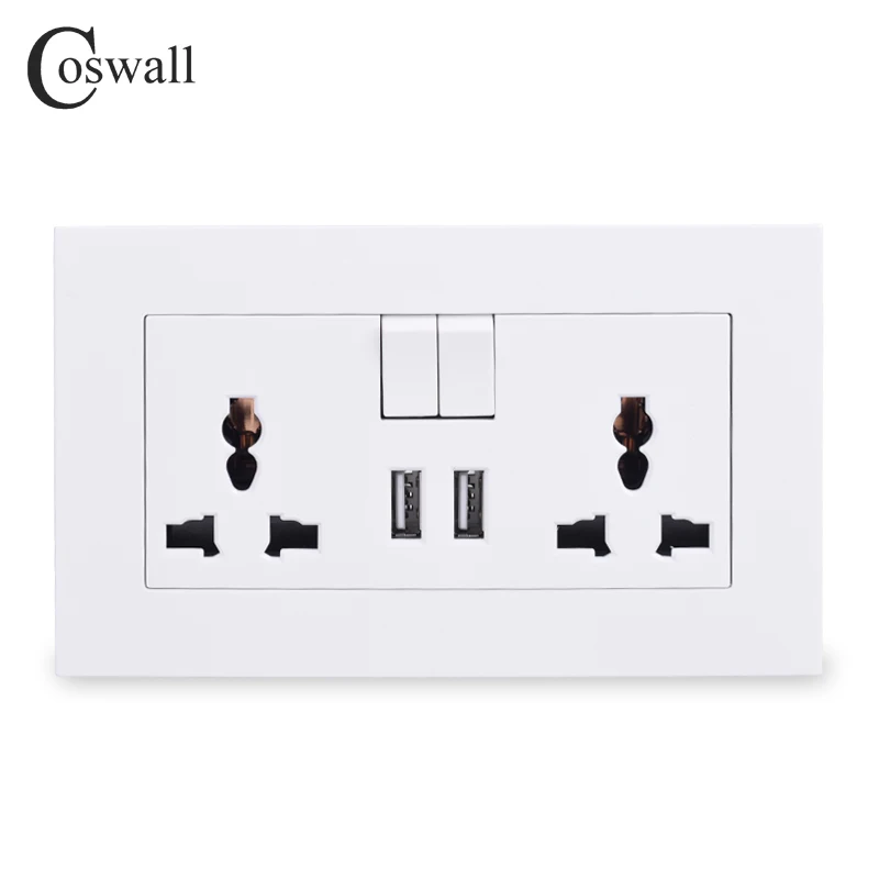 COSWALL 13A универсальное переключаемое гнездо 2 USB порт зарядки для мобильного выхода