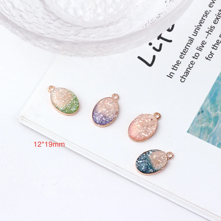 

50pcs Korea style Enamel Oval Shape Charms Oil drop Pendant fit Earring Necklace bracelet DIY Craft Jewelry Accessory