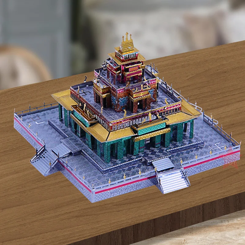 Microworld тибетская буддийская архитектура храма 3D металлический пазл DIY сборные