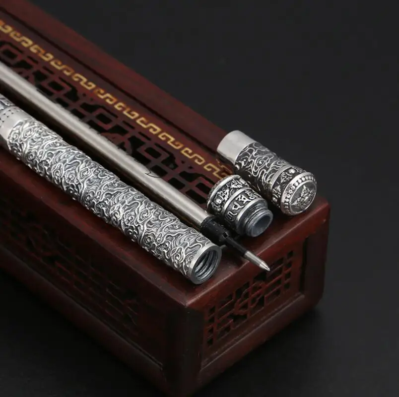 Pure Silver Sterling 925 Silver Retro Creative Ballpoint Pen S925 Jewelry (FGL)