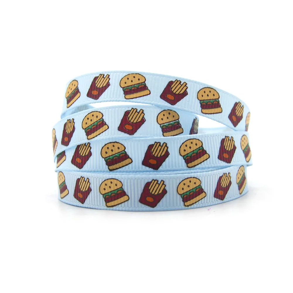 David accessories 9 мм гамбургер Экран печатных корсажная лента из ткани для украшения вечерние Подарочная упаковка DIY шитья, 50Yc6169