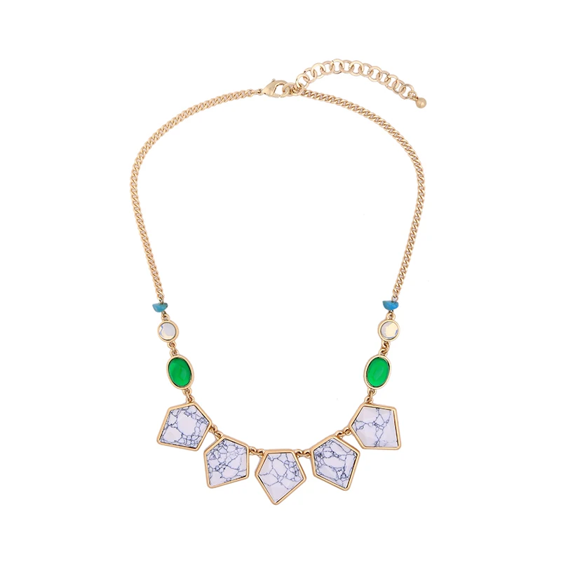 Геометрическое Мраморное ожерелье с синтетическими камнями 2019 Уникальные