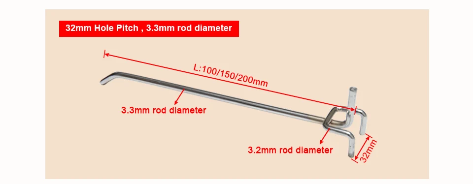 5 шт. металлические крючки для Pegboard 25 мм/32 мм отверстие шаг Pegboard дисплей крючок магазин супермаркет вешалка дисплей Pegboard крюк