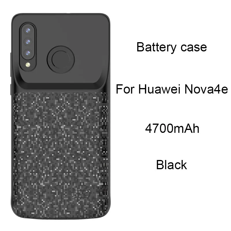 For Nova 4e Black Переносной корпус питания для huawei p30 p30 pro Nova 4e 4700mAh ТПУ дизайн чехол для зарядки для huawei p30 pro черный - Цвет: For Nova 4e Black