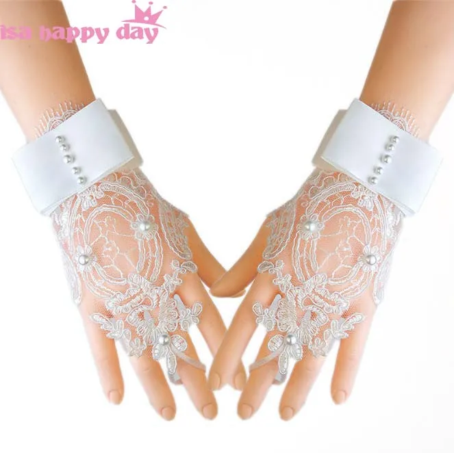 Перчатки женские кружевные без пальцев короткие элегантные свадебные перчатки с