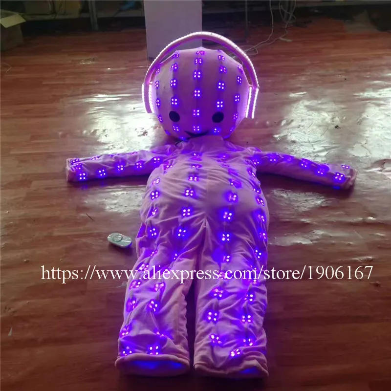Красочные RGB световые костюмы со светодиодами большой головой куклы бальных танцев Шоу dj dicso partycatwalk сценическая одежда для певицы для сцены одежда