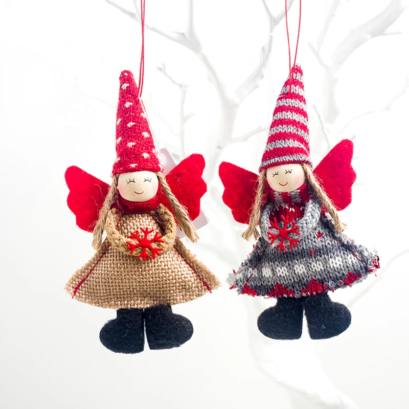 

Christmas Ornaments Gift Angel Toy Doll Hang Decorations Short/ Long Feet Angel with Hat Striped/Dot Christmas Home Decorations