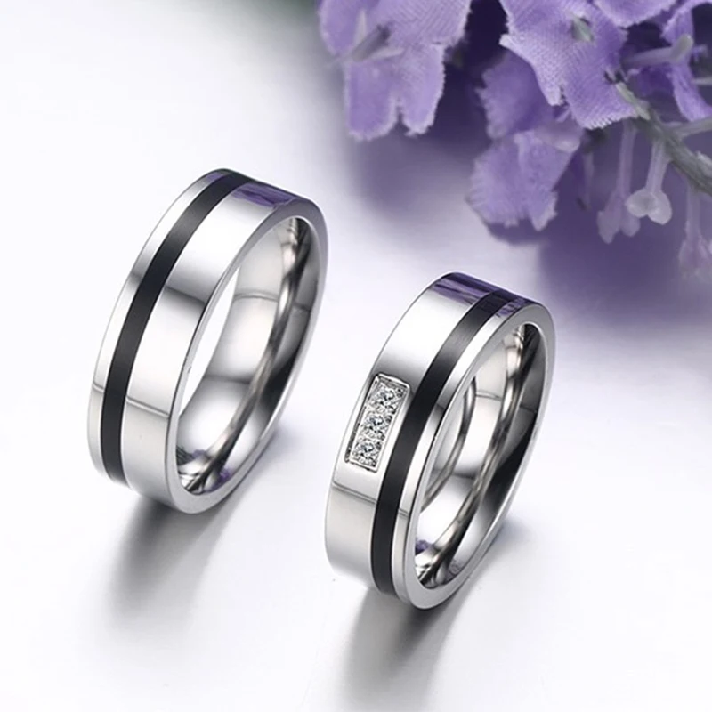 Серебряный Цвет Альянс Обручение Wedding Band Пару Кольца для Для женщин и мужчин Bague
