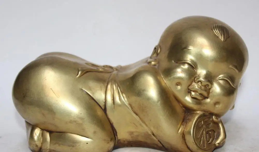 Бесплатная доставка 8 &quotКитайский Фиолетовый Бронзовый 24K золото Gild Tongzi малыш