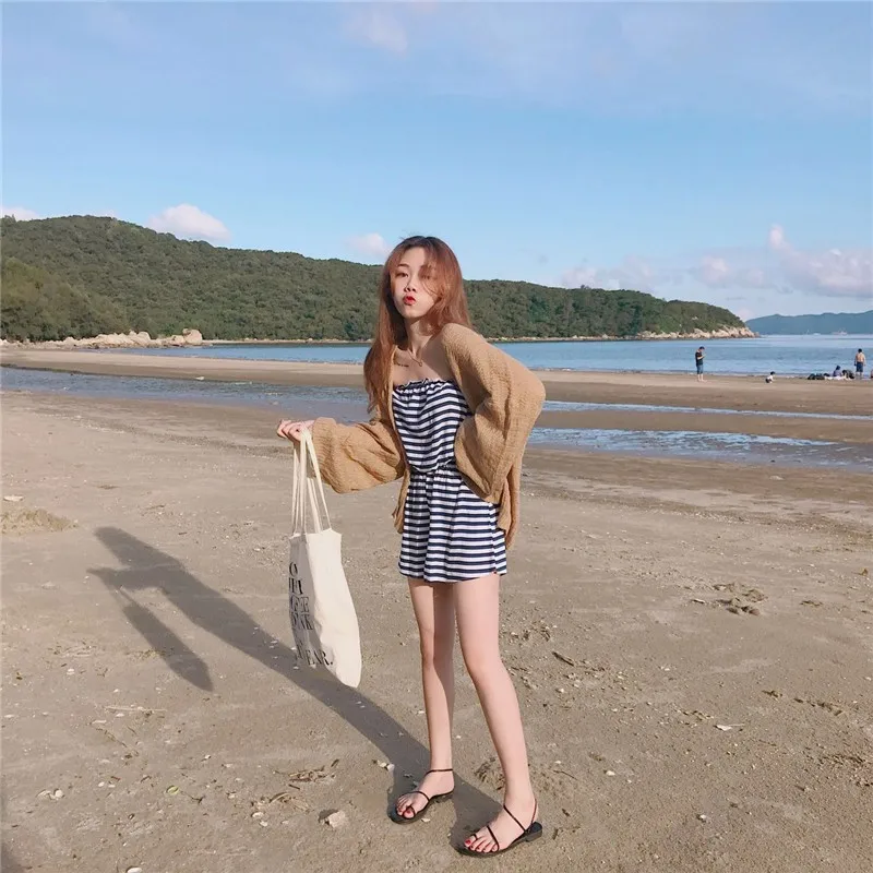 Летняя Свободная трикотажная Солнцезащитная рубашка женская с открытым швом