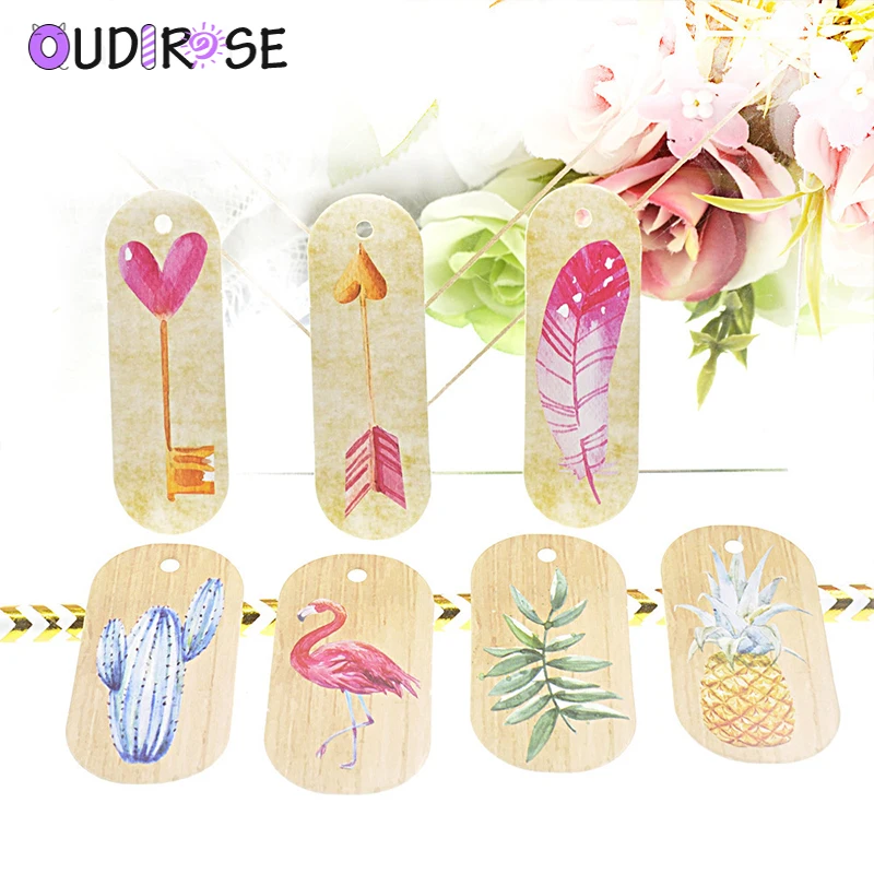 OUDIROSE 25 шт. бумага с Фламинго этикетка пеньковая веревка DIY ремесла украшение для