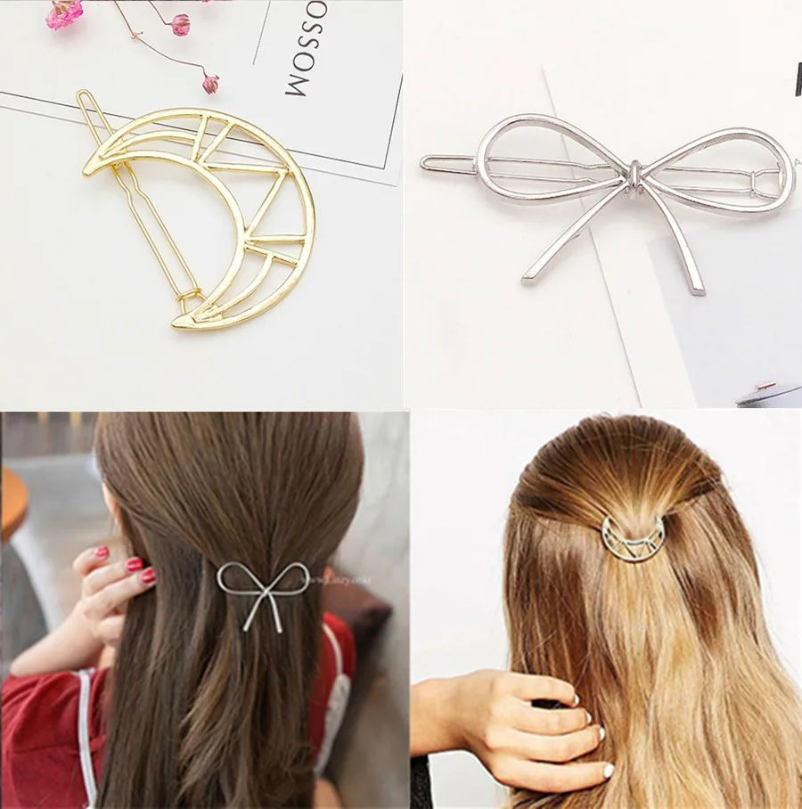 1 шт. модная заколка для волос с полыми лунами и бантом женщин Элегантная в