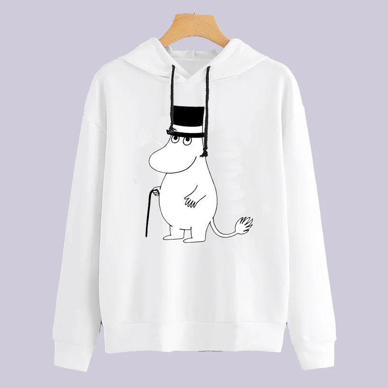 Новинка, толстовка с принтом, забавная, крутая, для женщин, Топ бренд, Moomins, принт, уличная одежда, Женская толстовка, кавайные толстовки