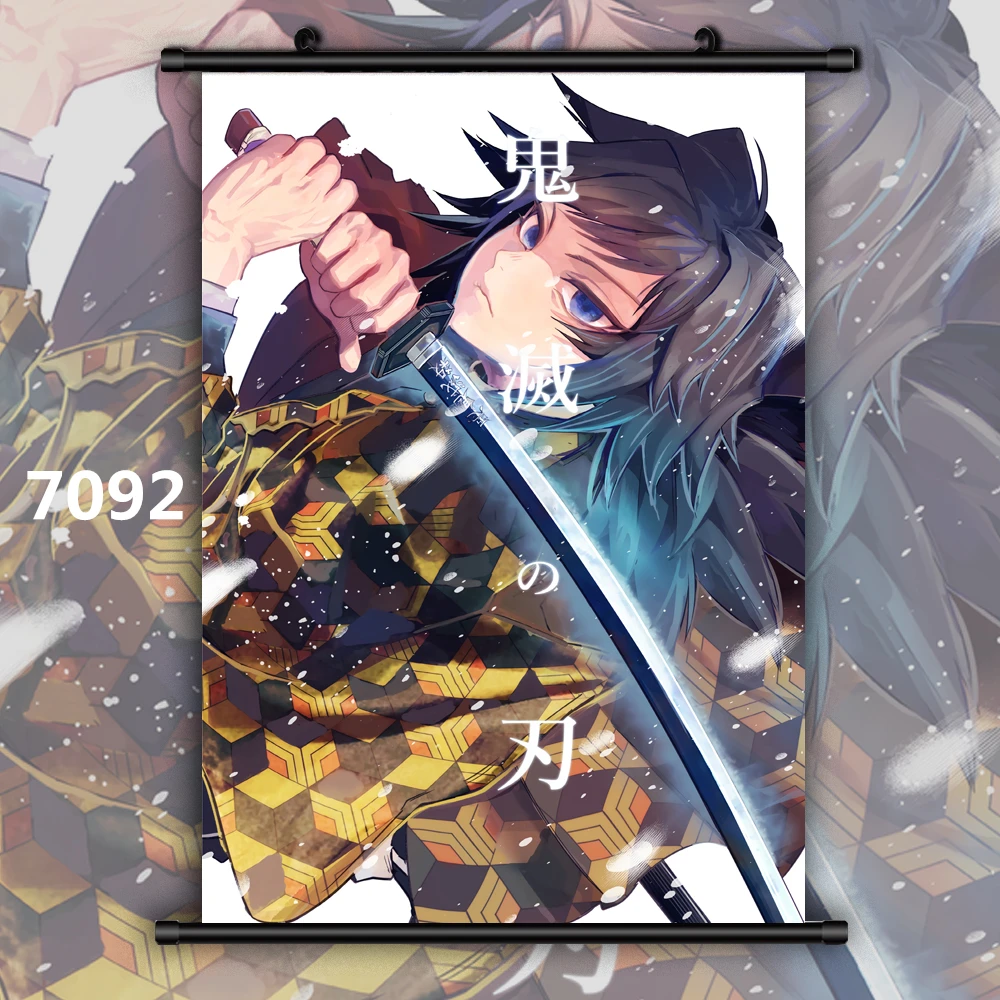 7092 Убийца демона: Kimetsu no Yaiba Tanjirou Nezuko Аниме Манга настенный плакат свиток - Цвет: 7092