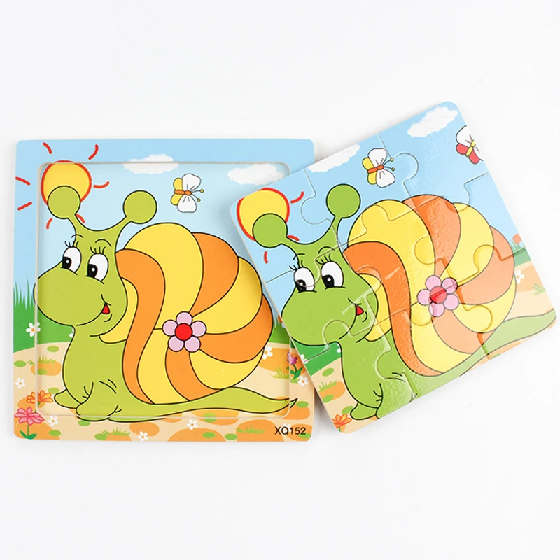 Милые Мультяшные деревянные пазлы животные Обучающие Детские игрушки подарок