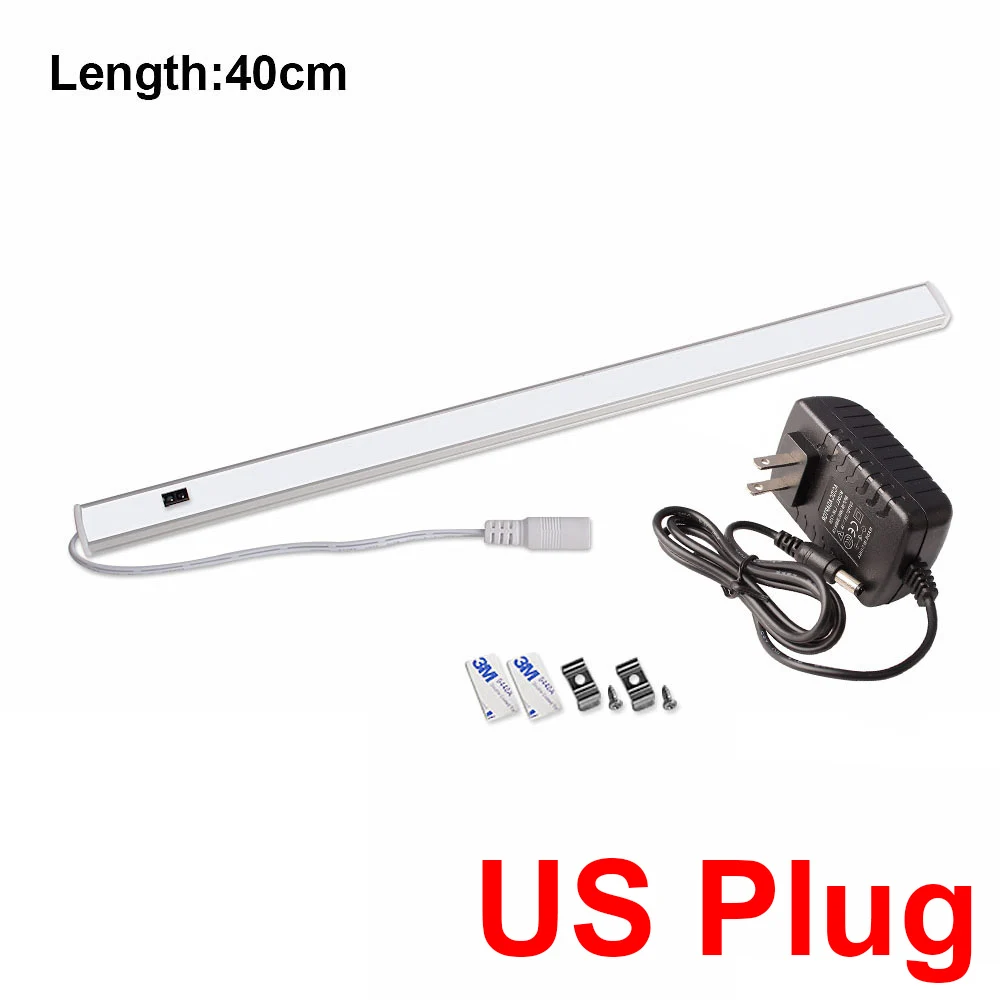 1x40cm-US Plug 12 В сенсорный светодиодный светильник для кухонного шкафа, лампа с датчиком движения для рук, барный светильник, шкаф для спальни, шкаф, светильник, s светодиодный светильник, лампада - Color: 1x40cm-US Plug