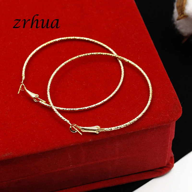 ZRHUA 2018 новое поступление круглые золотые серебряные серьги кольца для женщин