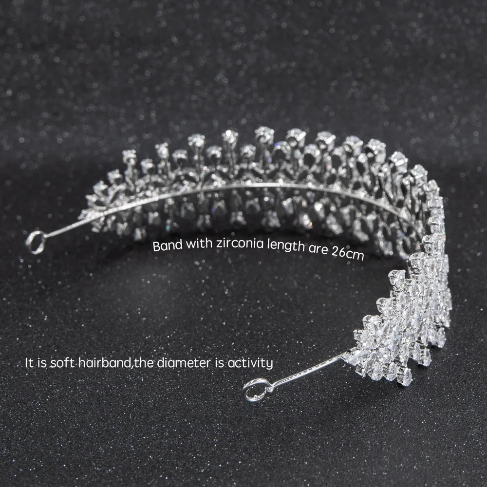 Женский обруч для волос с фианитами Свадебный мягкий кристаллами тиара