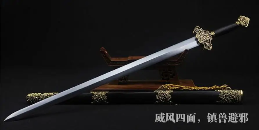 Высокое качество дамасский сложенный стальной нож Ручная ковка Wu shu меч двойной