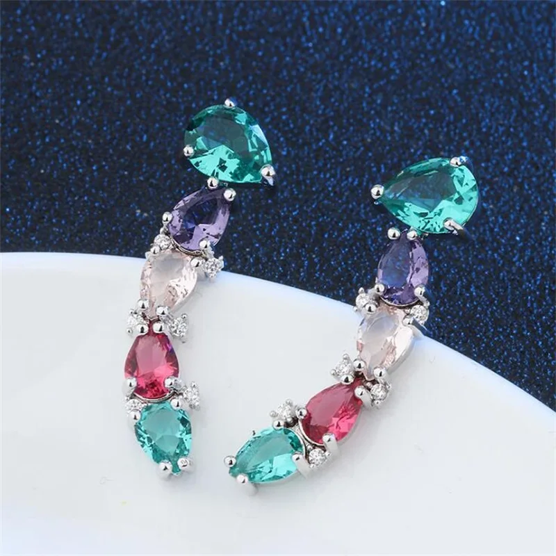 Серьги гвоздики женские из меди Ювелирное Украшение с белым черным цветным