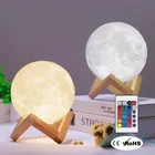 Светодиодный ночник с 3D рисунком Луны, зарядка через USB, ночник в виде Луны, подарок на день рождения, День Святого Валентина, украшение для вечерние