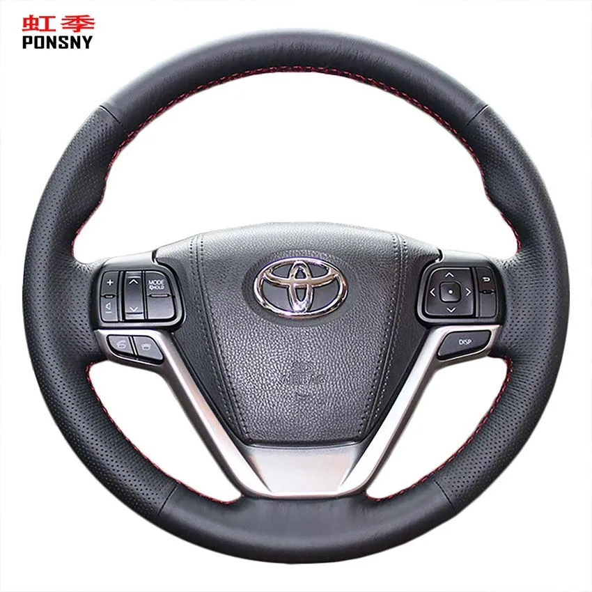 

Искусственная кожа PONSNY, черная, чехол рулевого колеса автомобиля, для Toyota Highlander 2014-2019, Sienna 2015-2019