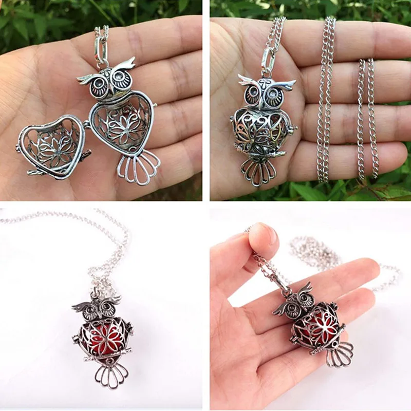 Fashion Alloy Hollow Owl Pendant Aromatherapy Diffuser Necklace Long Sweater Chain Women/Mens Jewelry | Украшения и аксессуары