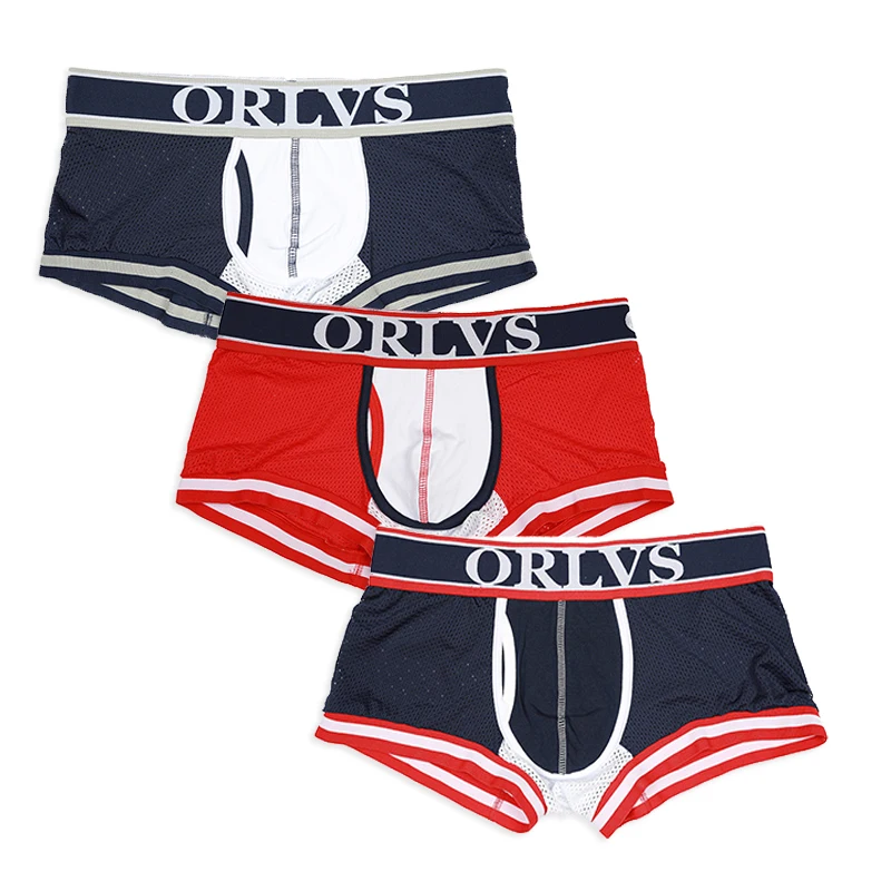 C мужские боксеры из 3 предметов ORLVS мужское нижнее белье s Cueca Сетчатое летние