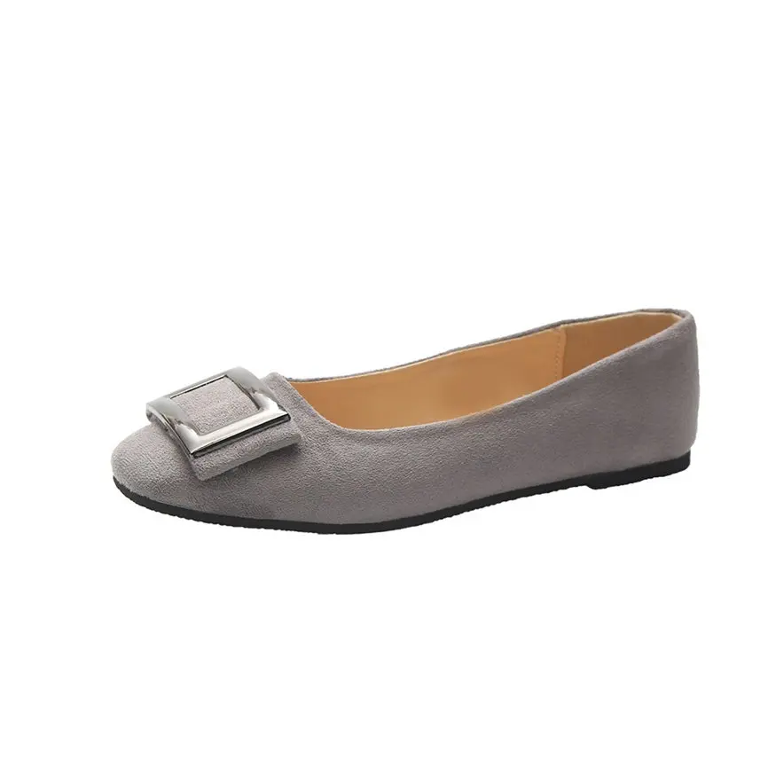 Женская обувь Кожаная повседневная однотонная из флока с металлическим закрытым