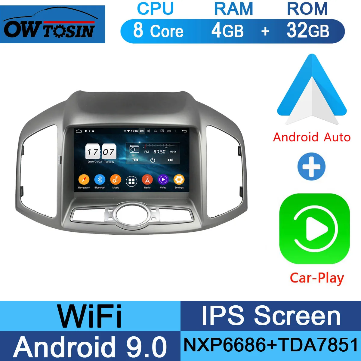 32G CarPlay Android " ips 1920*1080 8 Core 4G ram+ 64G rom Android 9,0 автомобильный dvd-плеер для Chevrolet Captiva 2011- DSP радио gps Parrot BT Adas - Цвет: 32G CarPlay Android