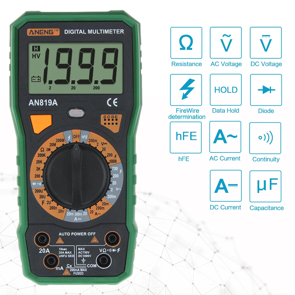 Professional Physical Measurement Multimeter + Measuring Line Alligator Clip Multi-function Tool | Инструменты