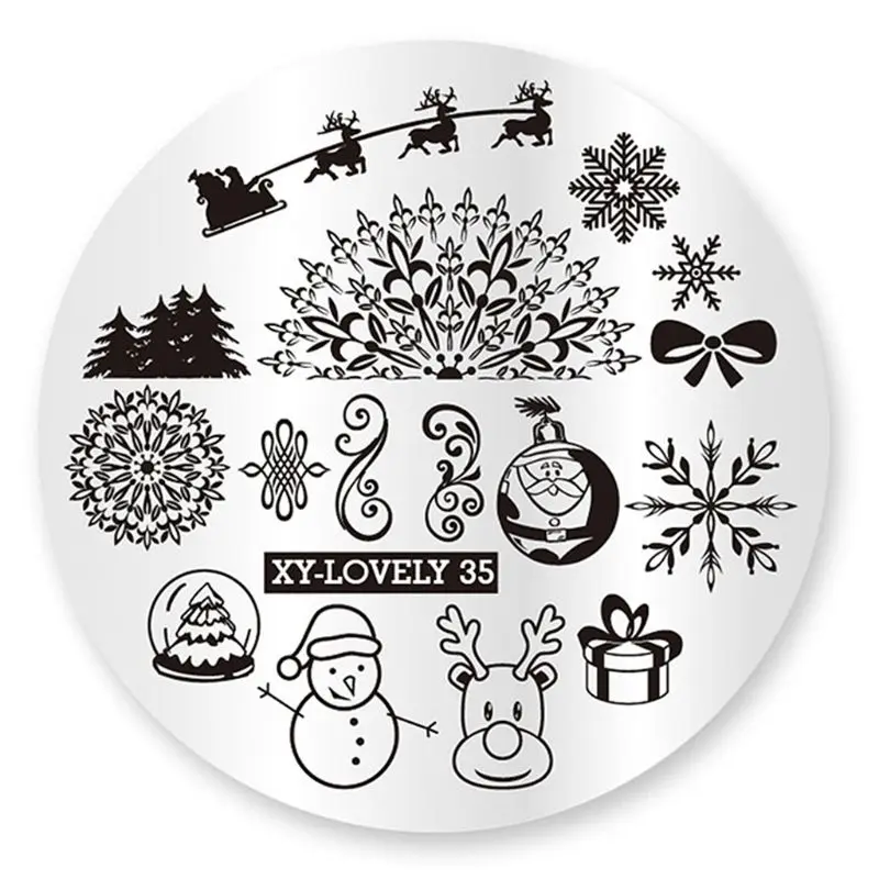 1 шт. штампы маникюрные изображения круглый штамп для дизайна ногтей шаблон