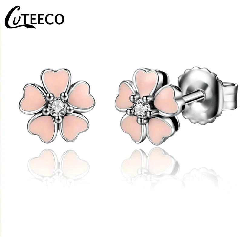 Простые женские серьги-гвоздики CUTEECO в виде розового цветка фирменные серьги