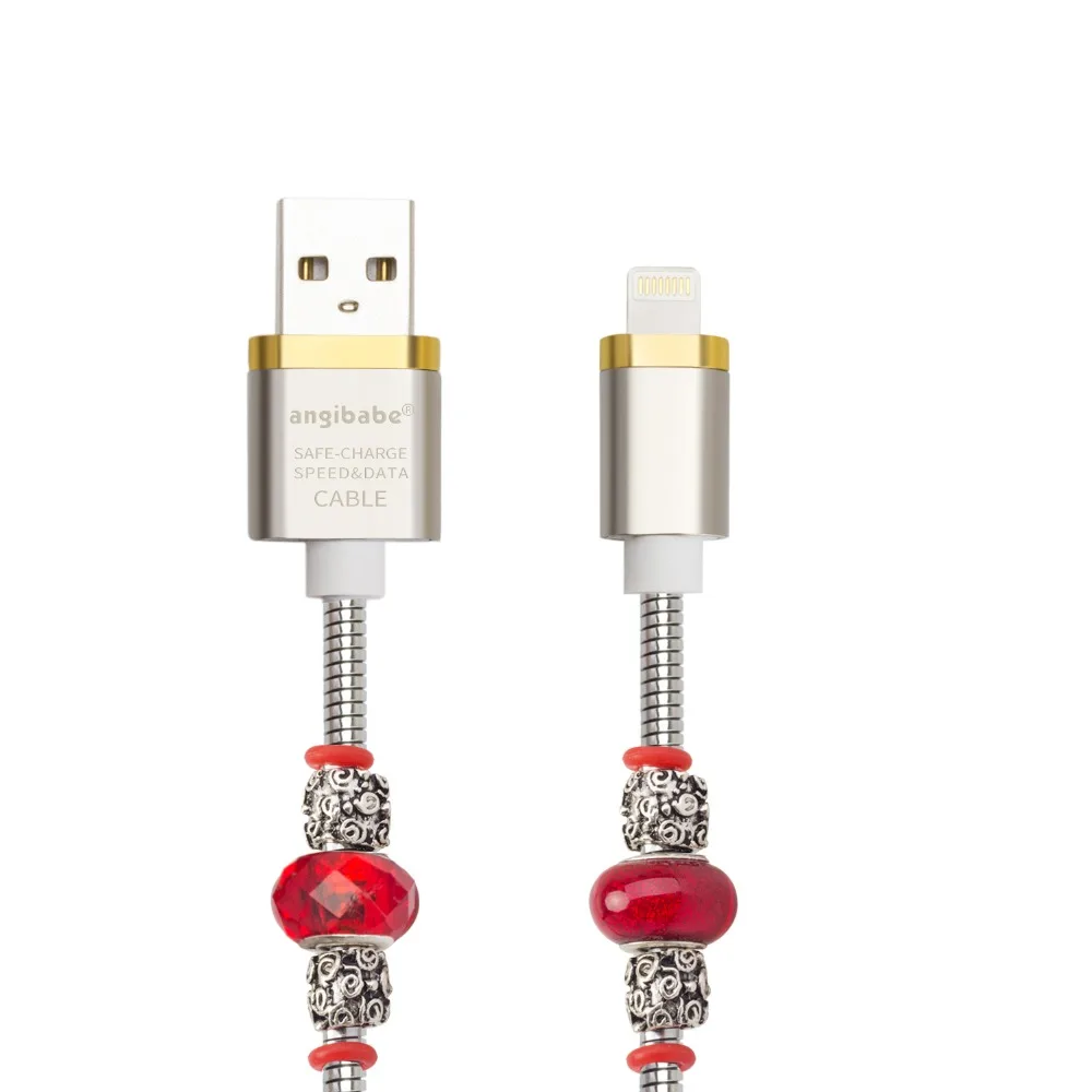 Кабель USB ANGIBABE для быстрой зарядки и передачи данных 2 А 1 м с инкрустацией