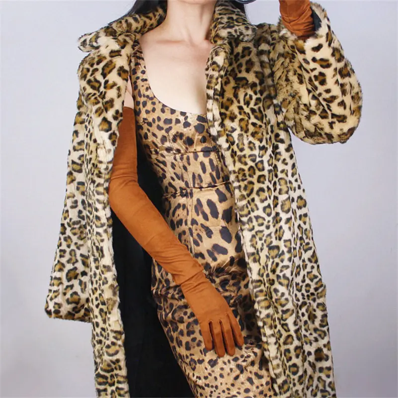 Suede brown Женские Экстра длинные перчатки 70 см Длинные Локоть искусственная кожа без подкладки длинные перчатки светильник коричневый TB21 - Цвет: Suede brown