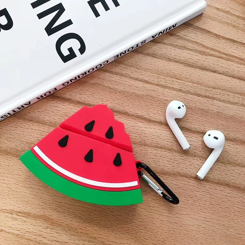 Мультфильм фрукты, арбуз беспроводной Bluetooth наушники чехол для Apple AirPods силиконовый зарядный ящик наушники Чехлы аксессуары