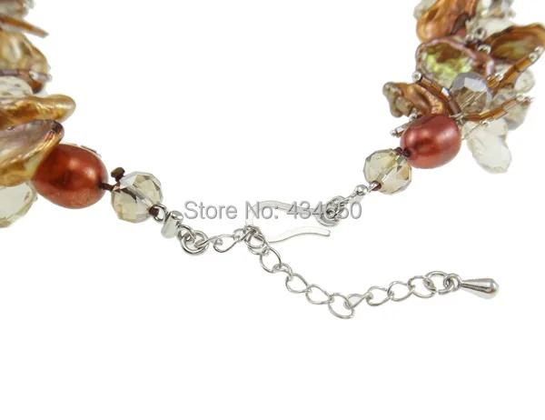 Free shipping!!!Crystal Jewelry Sets Guaranteed 100% bracelet &amp necklace with Freshwater Pearl brass clasp half-plated | Украшения и