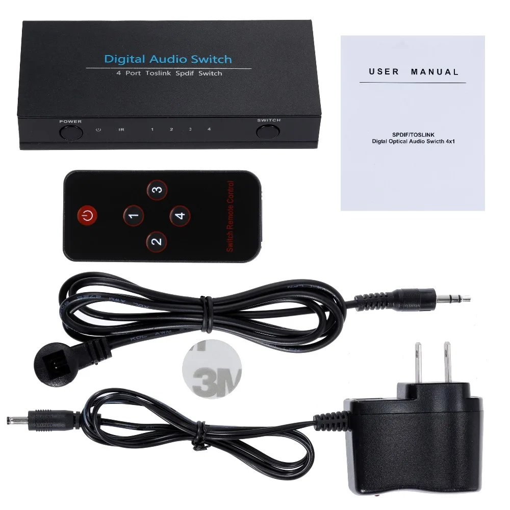KUYiA высококачественный SPDIF TOSLINK Цифровой оптический аудио 4x1 сплиттер переключателя(4 входа 1 выход)-1 шт
