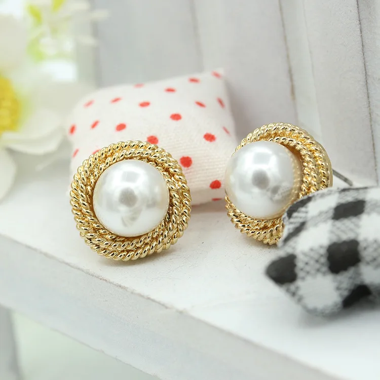 Роскошные серьги с имитацией жемчуга золотые гвоздики бижутерия индивидуальные