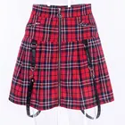 Женская плиссированная мини-юбка, красная клетчатая готическая юбка в стиле Харадзюку, летняя плиссированная мини-юбка с высокой талией, на молнии, в стиле панк-рок