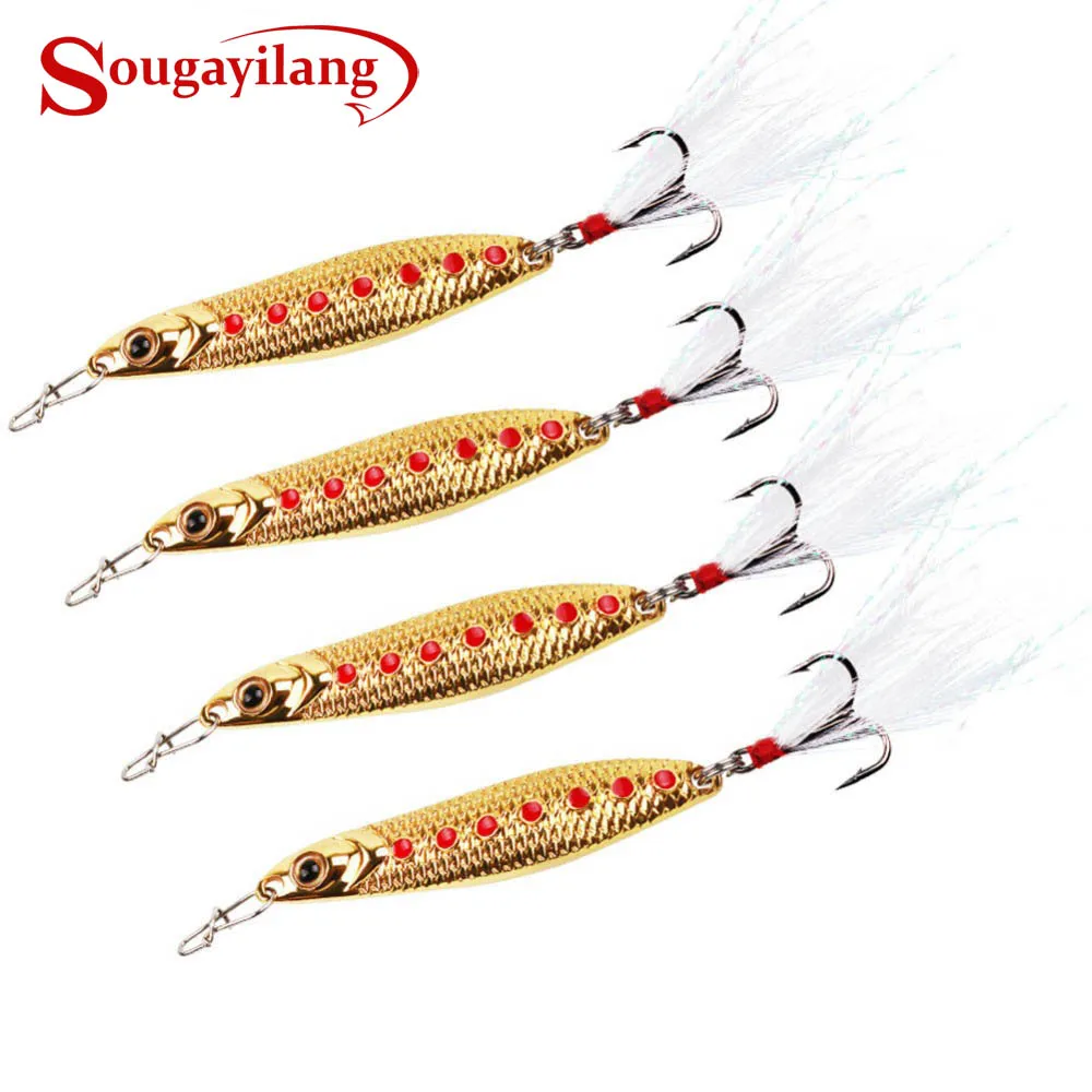 Sougayilang 4 шт. металлическая ложка приманка для рыбалки жесткая форель поддельная