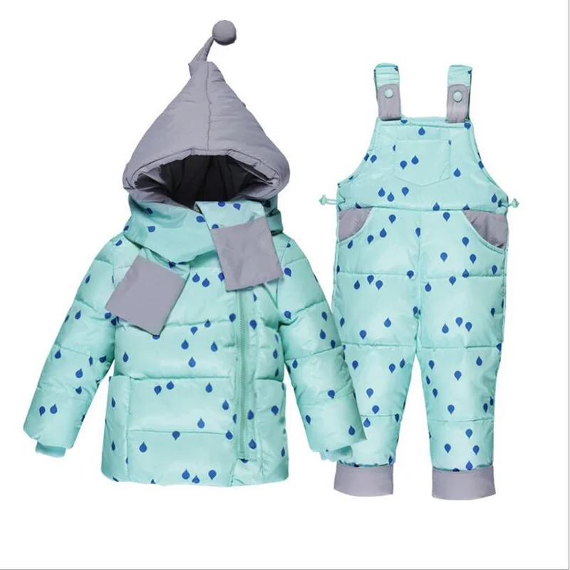 

HSSCZL Boys& Girls Baby Down Suit Coat Winter Thicken Outerwear 2019 New Open Trousers Short Style Unisex Kids Suit 1-3 Age